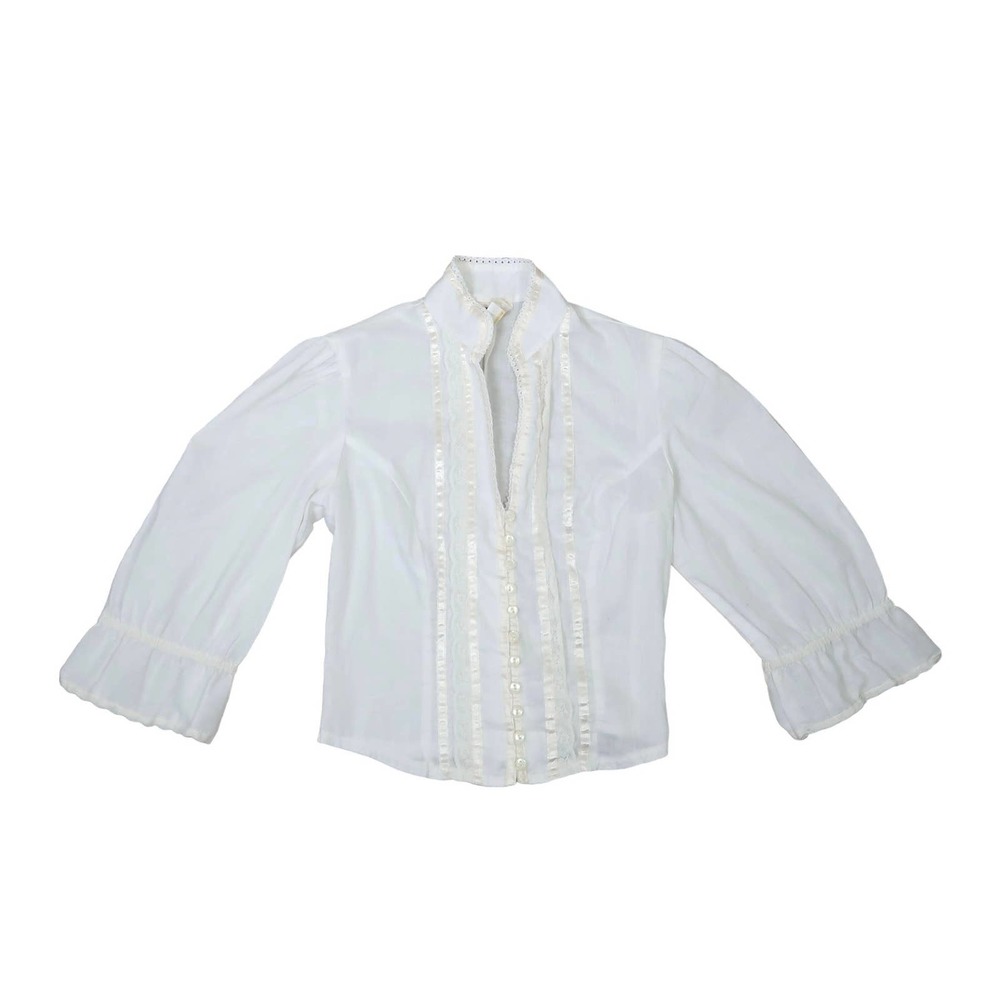 Vintage 70s Gunne Sax white button front prairie top 7